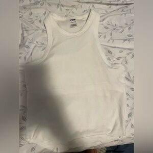 White PINK Ribbed Tank Top